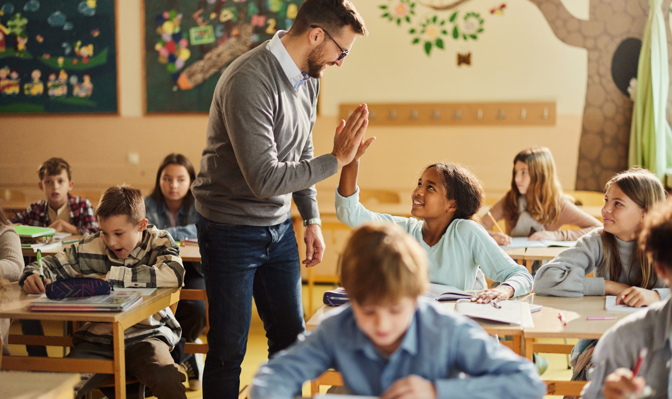 Teaching high fiving student Teaching high fiving student
